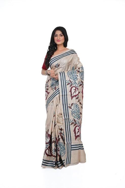 41C8Eln6pUL._SY741_ Handloom Tassar Saree Made Coloure Comfortable,Lightweight Ethnic Wear Saree For Women'S With Unstiched Blouse Piece, (Saree-5.5Mtr, Unstiched Blouse - Image 1