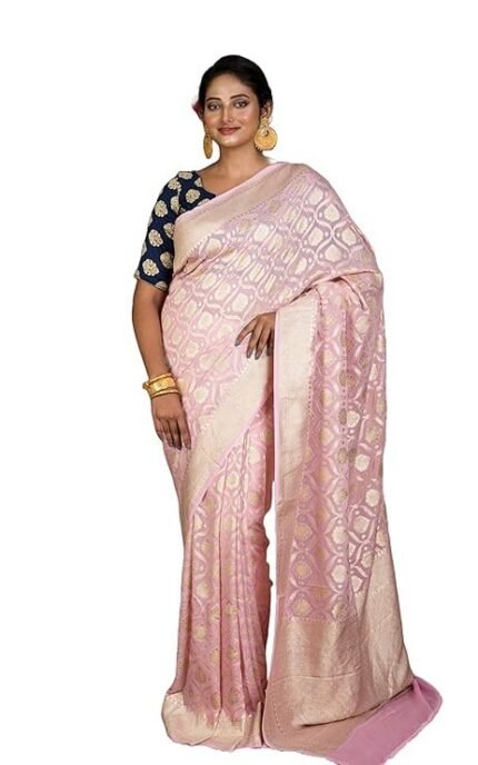 Handwoven Nakshi Floral Brocade Work Self Color Khaddi Georgette Banarasi Saree