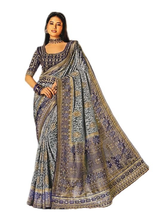 81kRQ0TPQ+L._SY741_ Women's Saree with Matching Blouse Piece| Trending| Stunning Designs| - Image 1