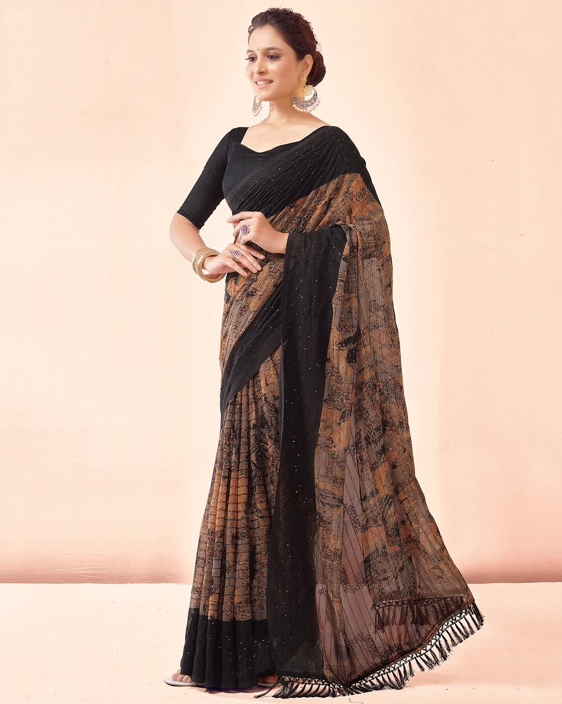 -1117Wx1400H-467059765-black-MODEL2 Women Embellished Georgette Saree - Image 1