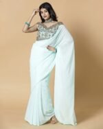Georgette Saree with Embroidered Blouse - Image 4